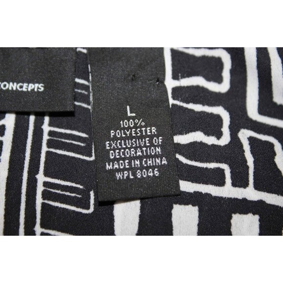 INC Sz L Black White Kimono Sleeve Fringe Detail Open 100% Polyester Wrap - Picture 4 of 5